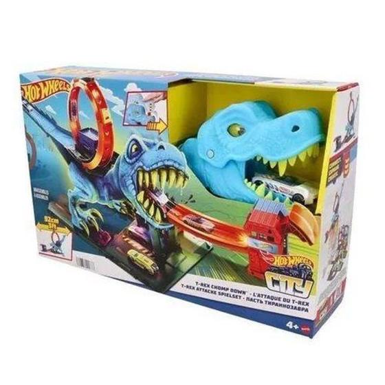 Hot Wheels Pista City T-rex Devor Com Looping Hkx42 - Mattel