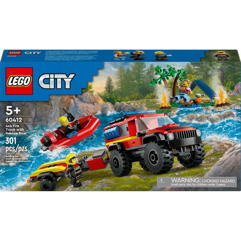 CAMINHAO DOS BOMBEIROS 4X4 COM BARCO DE RESGATE - LEGO - 60412