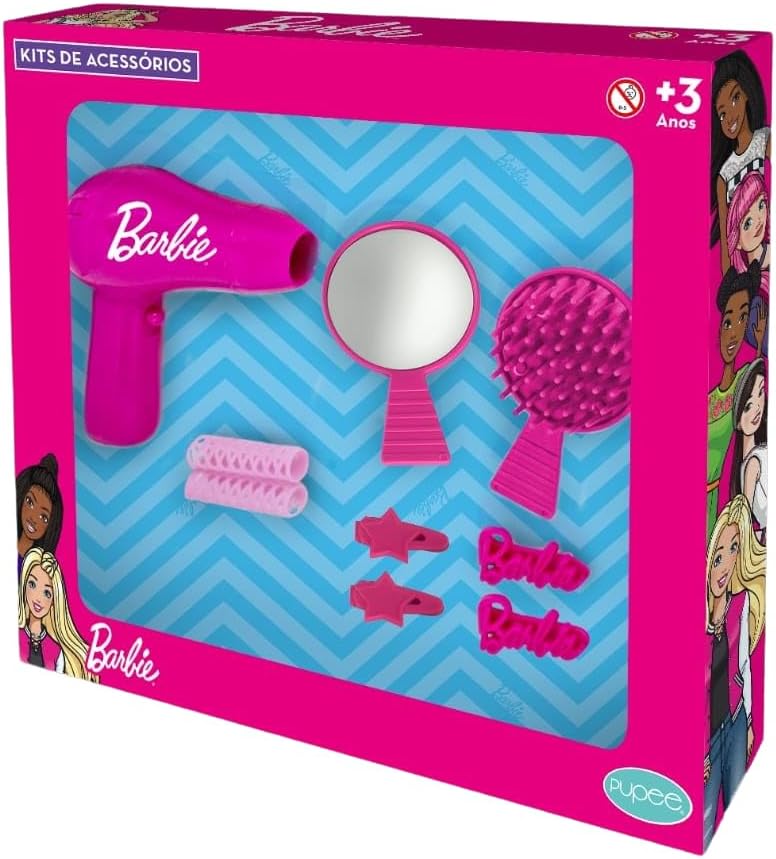 Kit Secador com Aces da Barbie - 6055 - Pupee