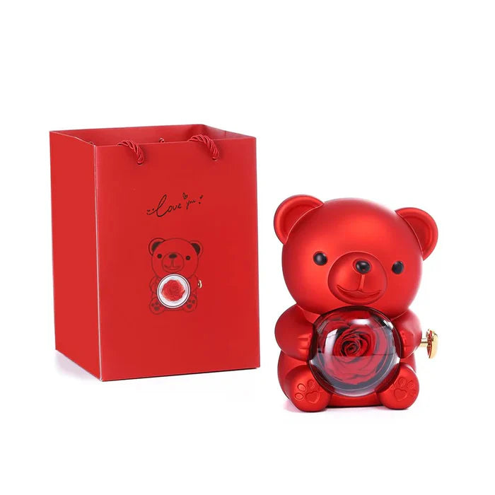 Urso Rotativo com Colar Dois Corações