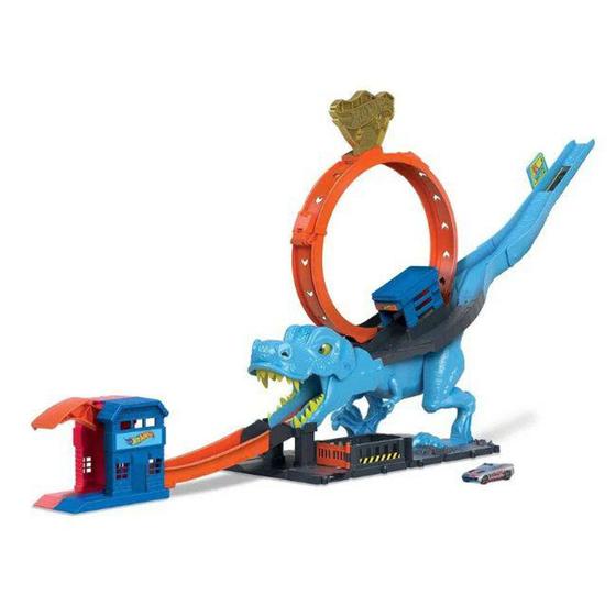 Hot Wheels Pista City T-rex Devor Com Looping Hkx42 - Mattel