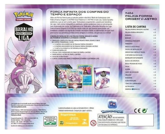 Jgs  - Pokemon Deck Batalha De Liga Palkia V-astro - Copag