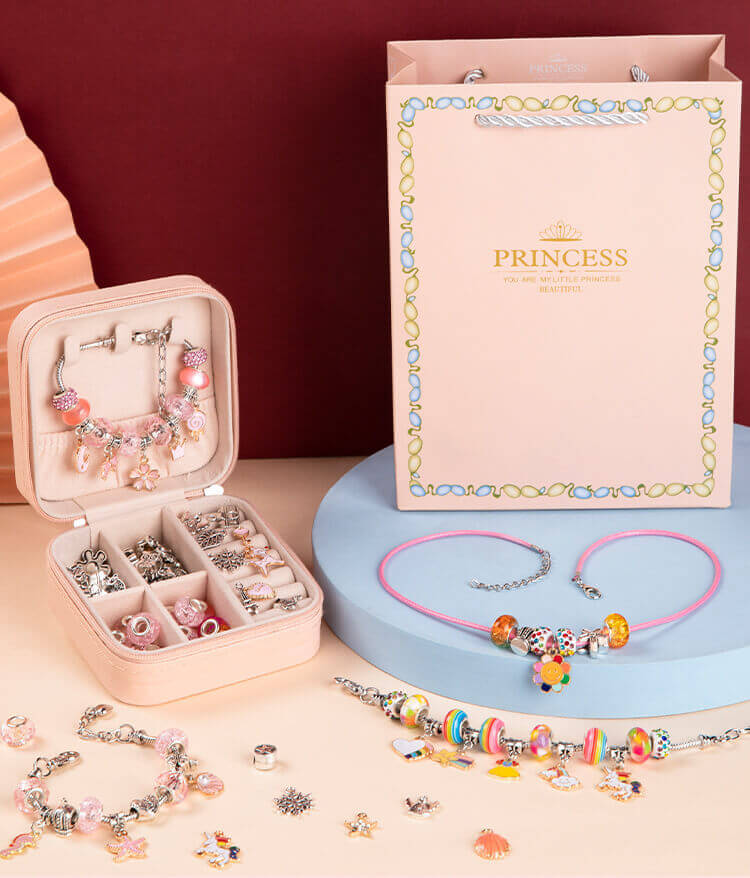 Kit Artesanal Infantil - Pulseiras + Porta Jóias de Brinde